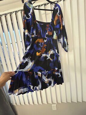 Women's Nine West Floral Umpire Waist Dress Size Large Like New
